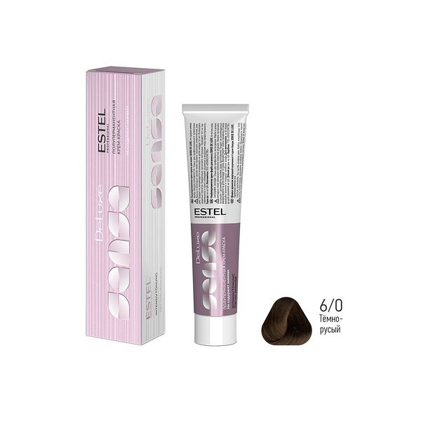Крем-краска для волос Estel De Luxe Sense полуперманентная 6/0 темно-русый 60 мл