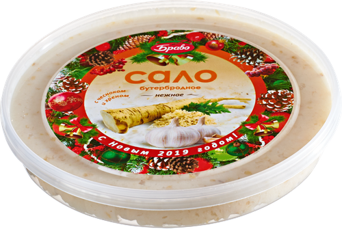 

Сало БРАВО Бутербродное Нежное с чесноком и хреном, 150г