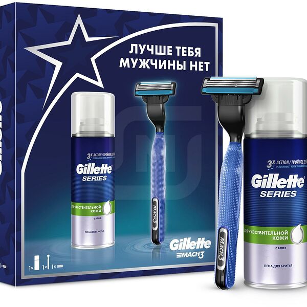 Подарочный набор Gillette Mach3 бритва с 1 касетой + пена для бритья