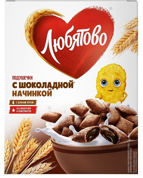 Готовый завтрак подушечки Любятово Шоколадные
