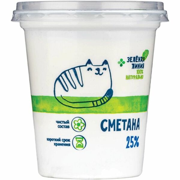 Сметана Зелёная Линия 25%, 250г