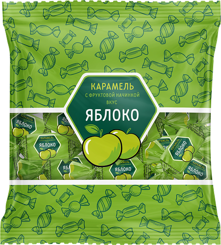 Карамель ЯБЛОКО с фруктовой начинкой, 250г