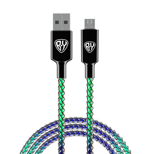 Кабель для зарядки BY magic light micro usb 1 м 3 а быстрая зарядка qc3.0, подсветка