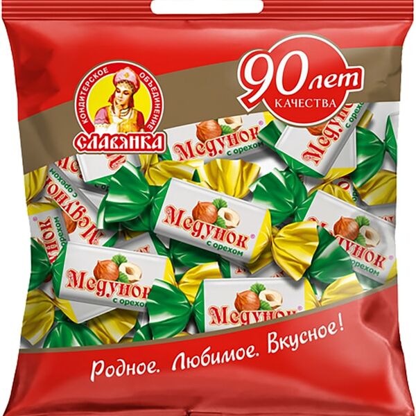 Конфеты Славянка Медунок с орехом 202г