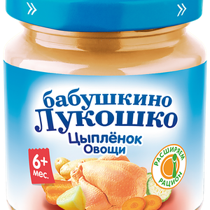Пюре мясо-овощное Бабушкино Лукошко Рагу овощное с цыпленком, с 6 месяцев, 100г