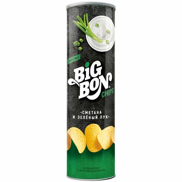 Чипсы Big Bon Сметана и зеленый лук картофельные