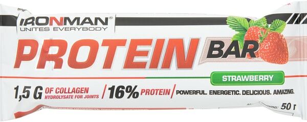 Батончик протеиновый IronMan Protein Bar с коллагеном Клубника 50г