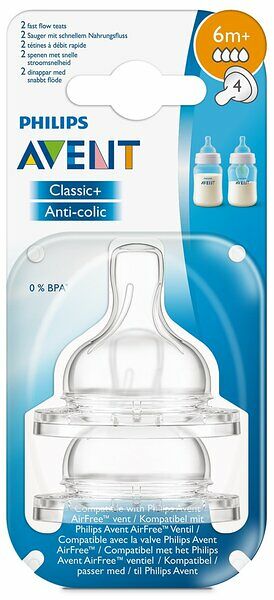 Соска силиконовая Philips Avent Anti-Colic для густых жидкостей арт. SCF636/27 с 6 месяцев 2 шт