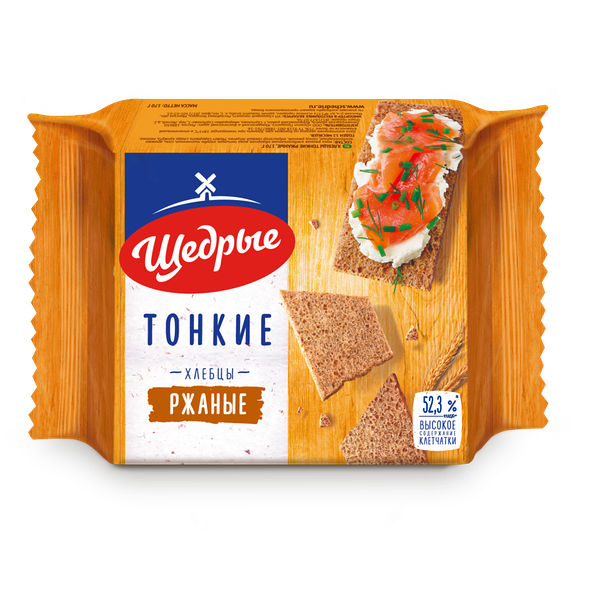 Хлебцы Щедрые тонкие ржаные 170 г