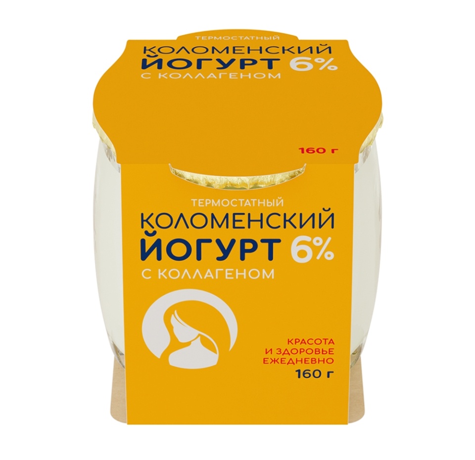 

Йогурт термостатный КОЛОМЕНСКОЕ с коллагеном 6%, бзмж 160 г
