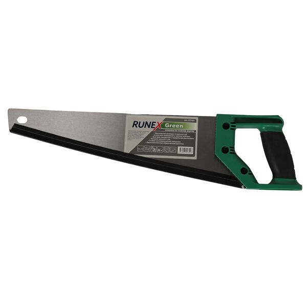 Ножовка по сырой древесине Runex Green, 400 мм, прямой крупный зуб