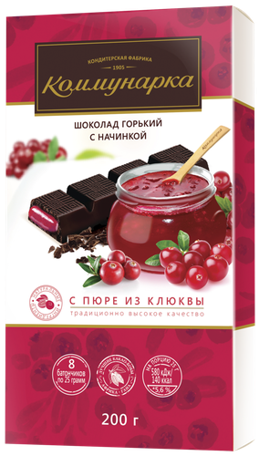 

Темный шоколад Коммунарка с пюре из клюквы 200 г
