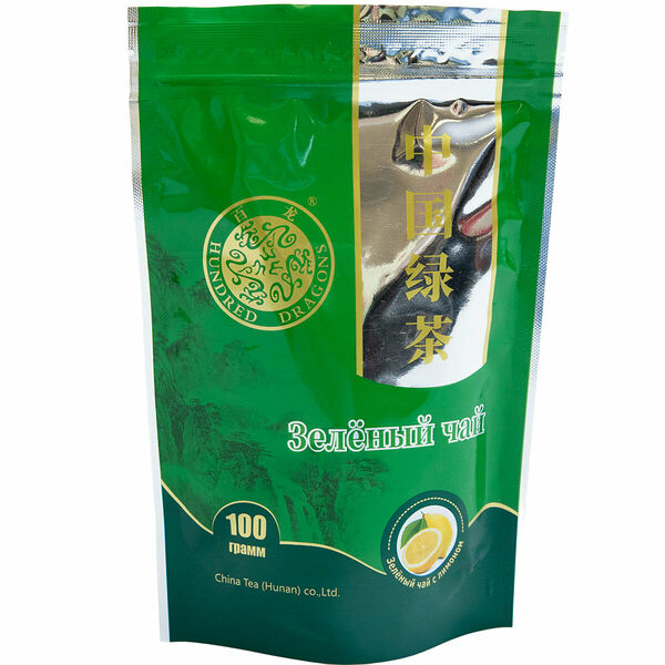 Чай зеленый крупнолистовой с лимоном ТМ Hundred dragons