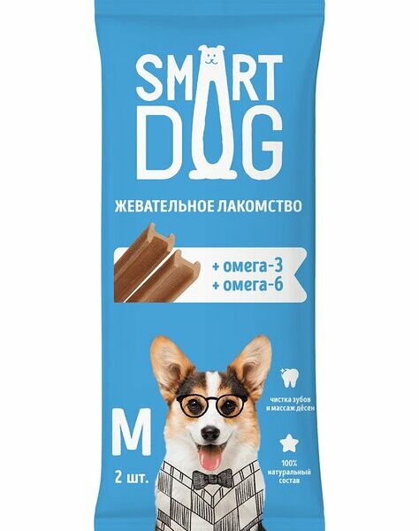 Жевательное лакомство Smart Dog с Омега- 3 и Омега-6 для собак крупных пород, L