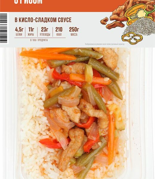 Свинина Рестория Шеф с рисом в кисло-сладком соусе, 250г