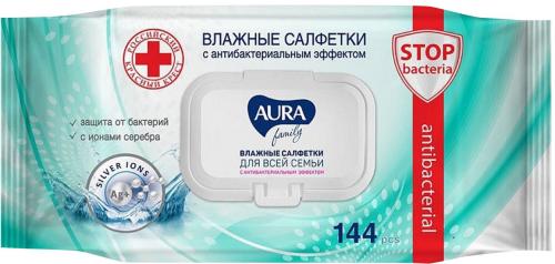 

Влажные салфетки Aura Family с антибактериальным эффектом 144 шт