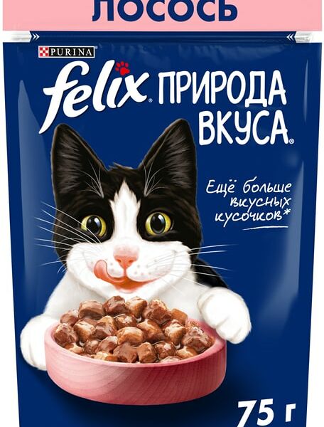 Влажный корм для кошек Felix Природа вкуса с лососем 75г