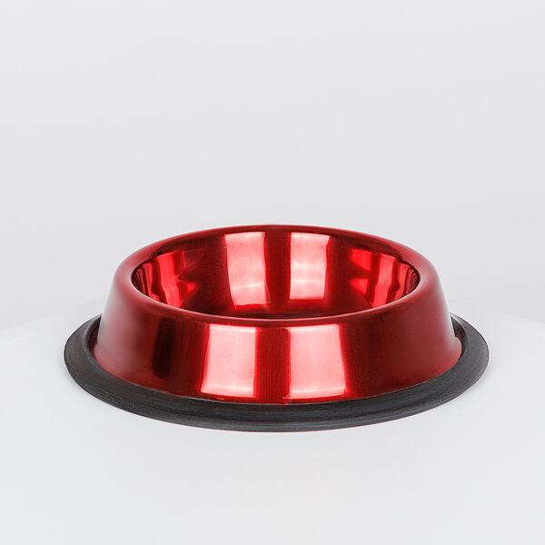 Миска металлическая для собак и кошек, 240 мл, красная
