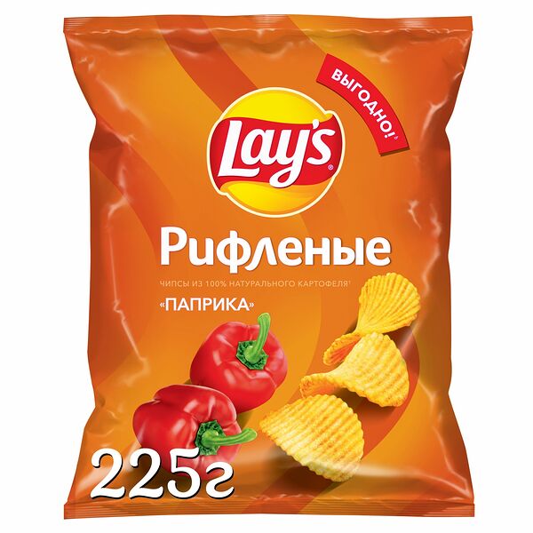 Чипсы картофельные Lays рифленые с паприко