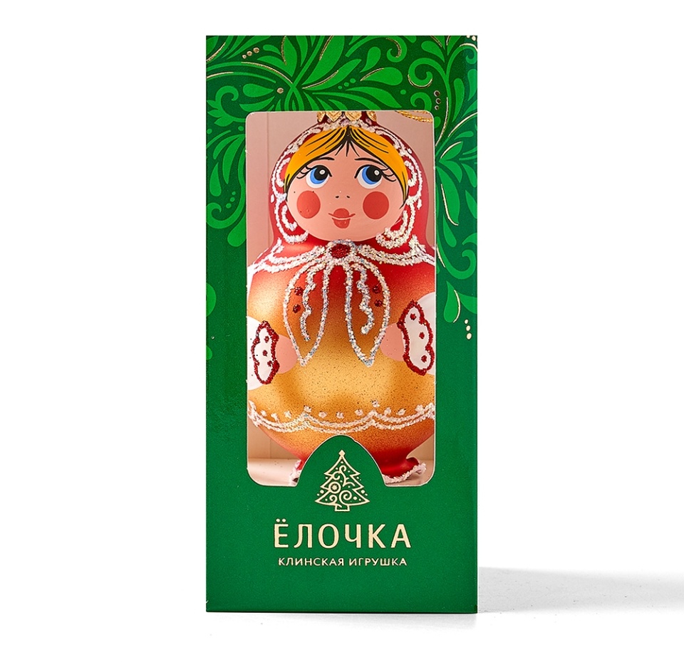 

Игрушка для елки Елочка «Коллекция Традиции» Матрешка звонкая 8см, стекло, Россия