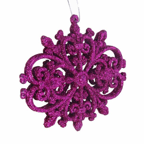 Сноу бум подвеска декоративная, глиттер, маджента, пластик, 10,5*10см.