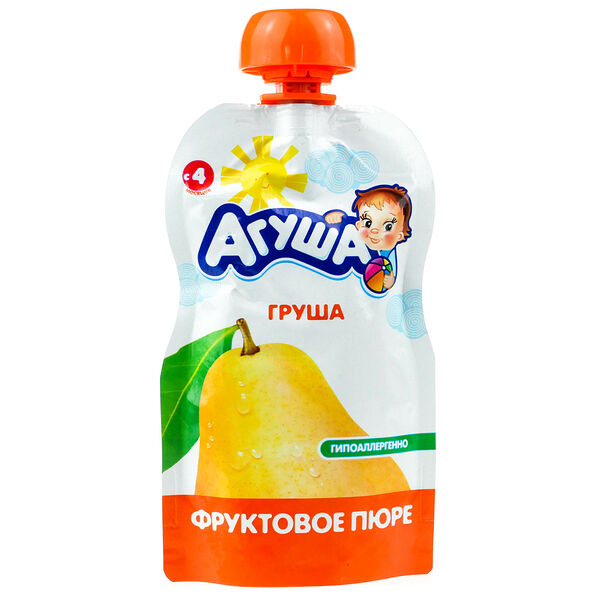 Фруктовое пюре Агуша груша с 4 месяцев
