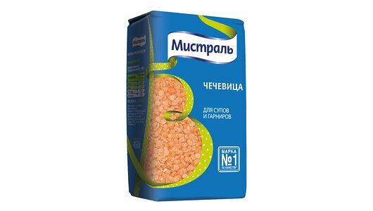 Чечевица МИСТРАЛЬ красная колотая 450г
