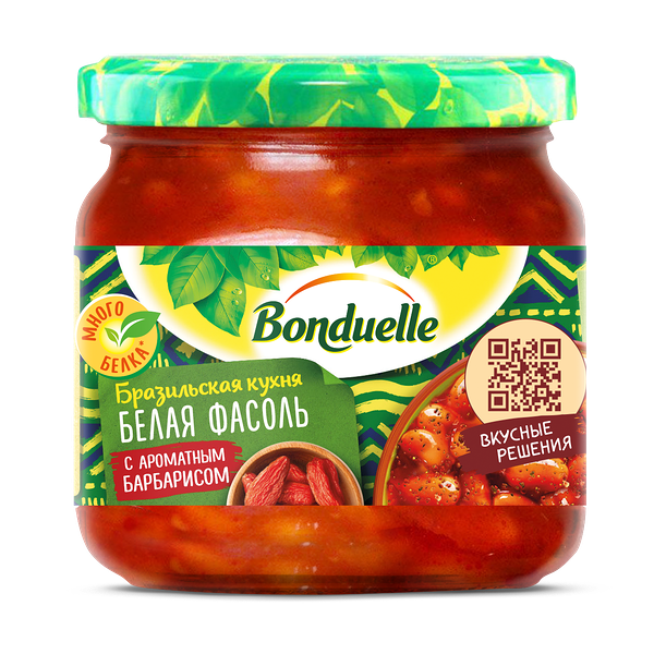 Фасоль консервированная Bonduelle белая, с ароматным барбарисом,360 г