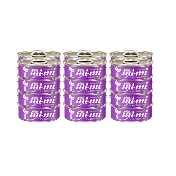 Корм для кошек MI-MI Кусочки в желе креветки конс.80г (упаковка - 24 шт)