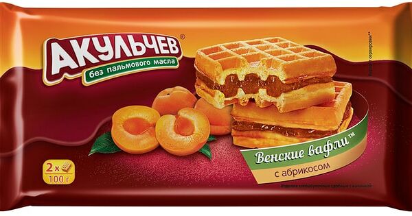 Вафли Акульчев Венские с абрикосом 100г