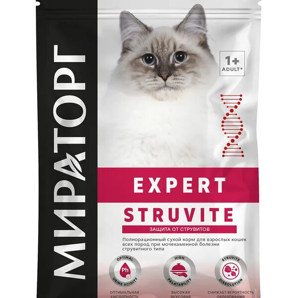 Сухой корм для кошек Мираторг Expert Struvite при мочекаменной болезни струвитного типа 1.5 кг