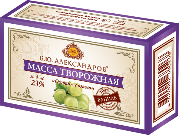

Масса творожная Б.Ю.Александров/А.Ростагрокомплекс Особая с изюмом 23% 100 г