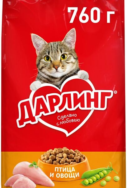 Сухой корм для кошек Дарлинг с птицей и овощами 760г