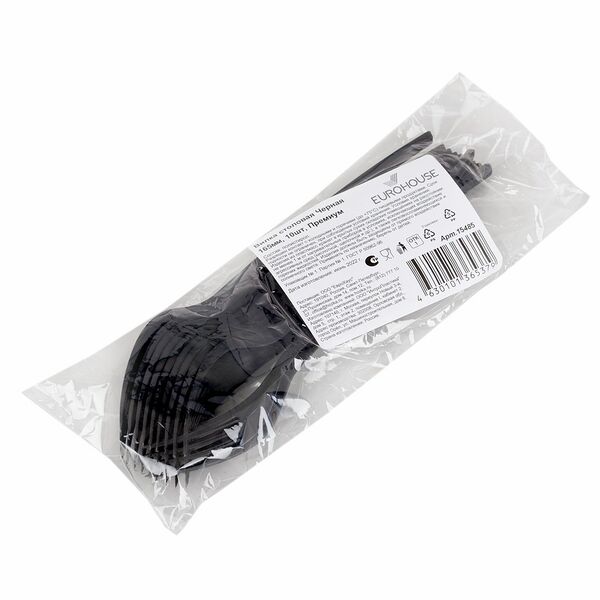 Набор одноразовых вилок EuroHouse Премиум, 10 шт, черный