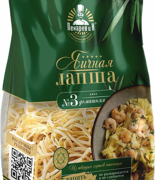 Лапша яичная Пекарев и К Домашняя 400г