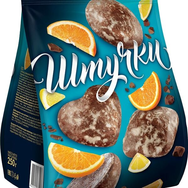 Пряники Штучки с шоколадом апельсиновыми и лимонными цукатами 250г