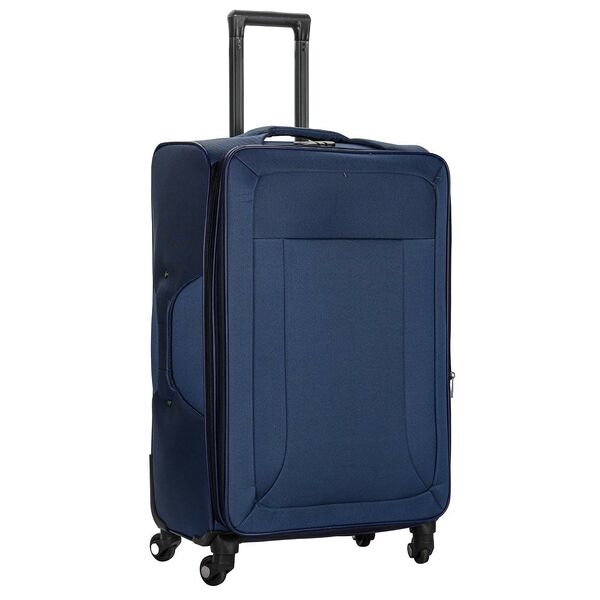 Чемодан дорожный текстиль L, 4 колеса, 75x28x47 см, синий