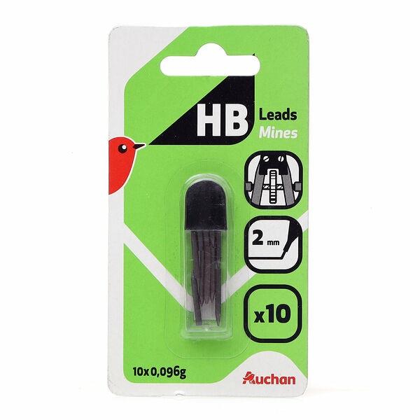 Набор грифелей АШАН Красная птица для циркуля 2 мм HB, 10 шт