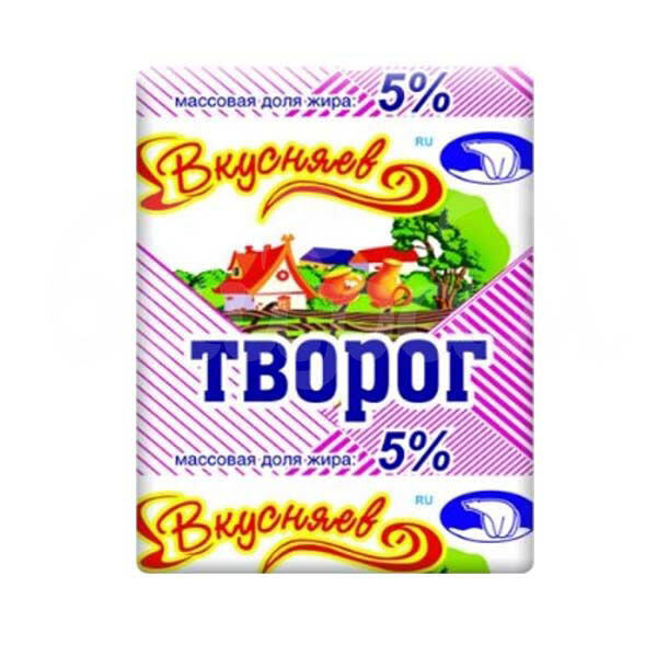 Творог Вкусняев 5% 250гр ГОСТ флоу-пак