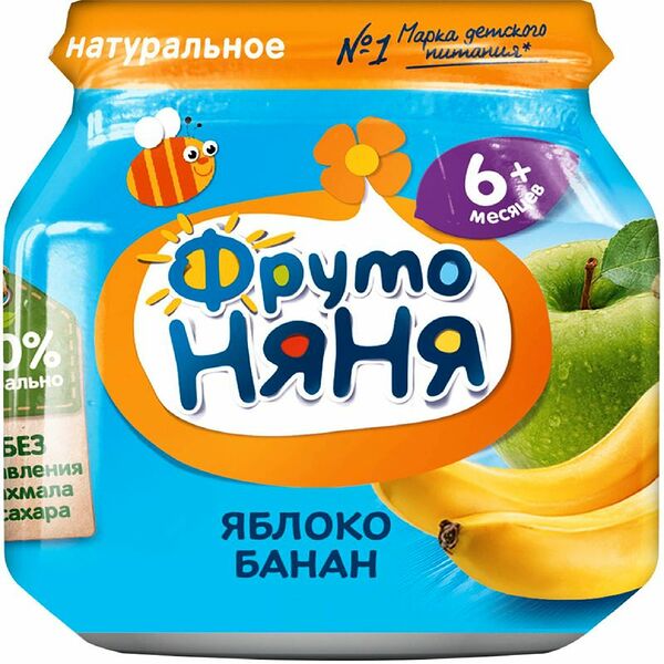Пюре ФрутоНяня яблоко-банан с 6 месяцев, 100г