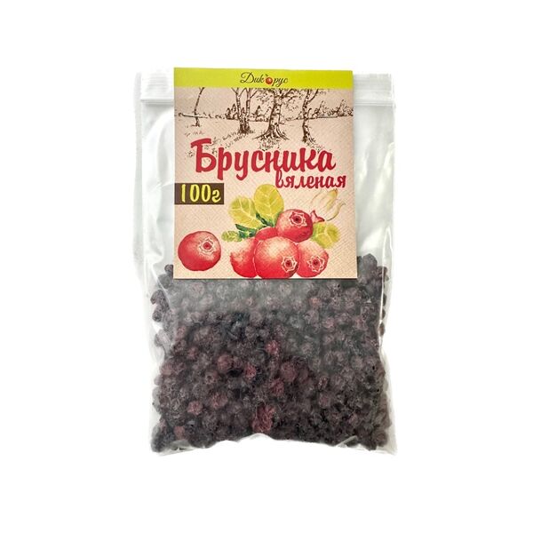Сухофрукты Дикодар брусника вяленая 100г, Россия