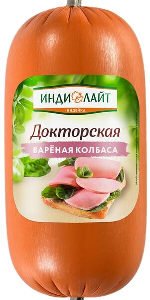 Колбаса вареная Индилайт Докторская из индейки, 400г