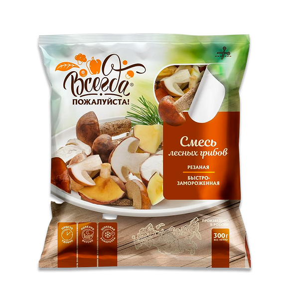 Смесь лесных грибов Всегда пожалуйста замороженная 300 г