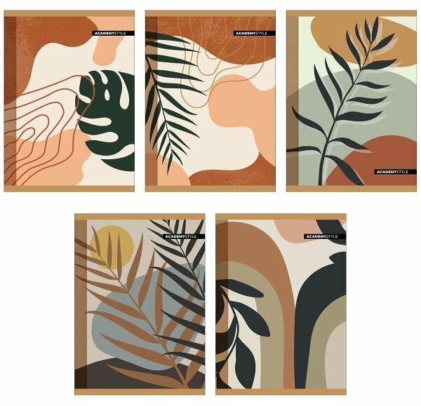 Книжка записная Academy Style растения в клетку А6, 32 л, в ассортименте