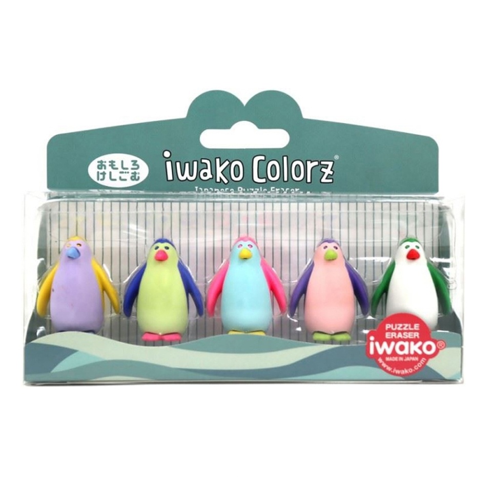 

Резинки стирательные «Пингвины», Iwako, набор из 5 штук, Япония