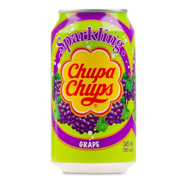 Напиток газированный Chupa Chups Sparkling с виноградным соком, металлическая банка 345мл