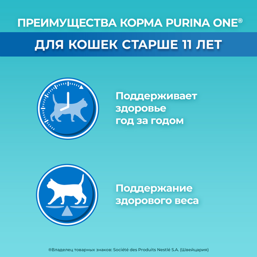 

Сухой корм Purina One для кошек старше 11 лет с высоким содержанием курицы и цельными злаками пакет 750 г