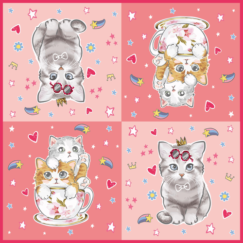 

Салфетки бумажные ND Play Котики на розовом трехслойные 33 x 33 см 20 шт.