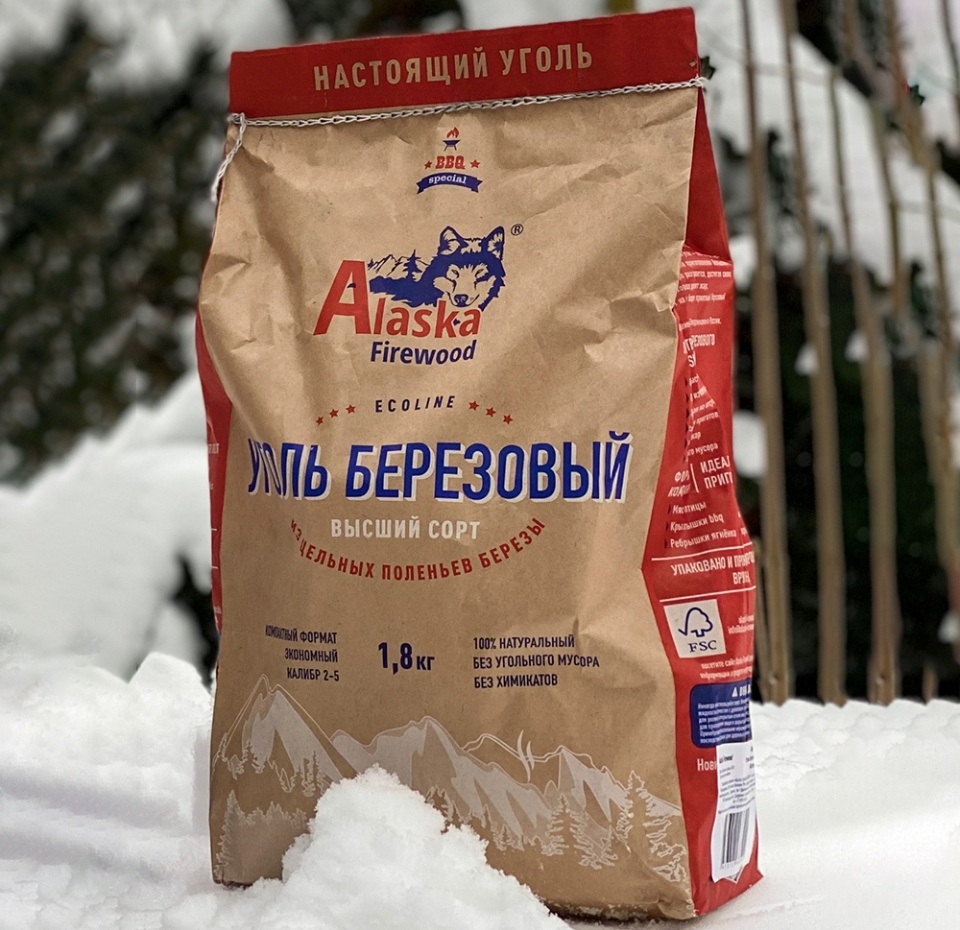 

Уголь берёзовый ЭКО, Alaska Firewood, 1.8кг