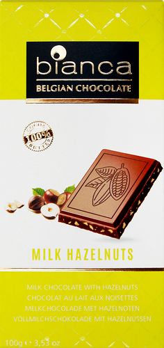 Шоколад Bianca молочный с дробленным фундуком